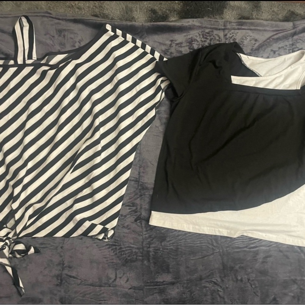 Chic Striped and Black Women's Tops